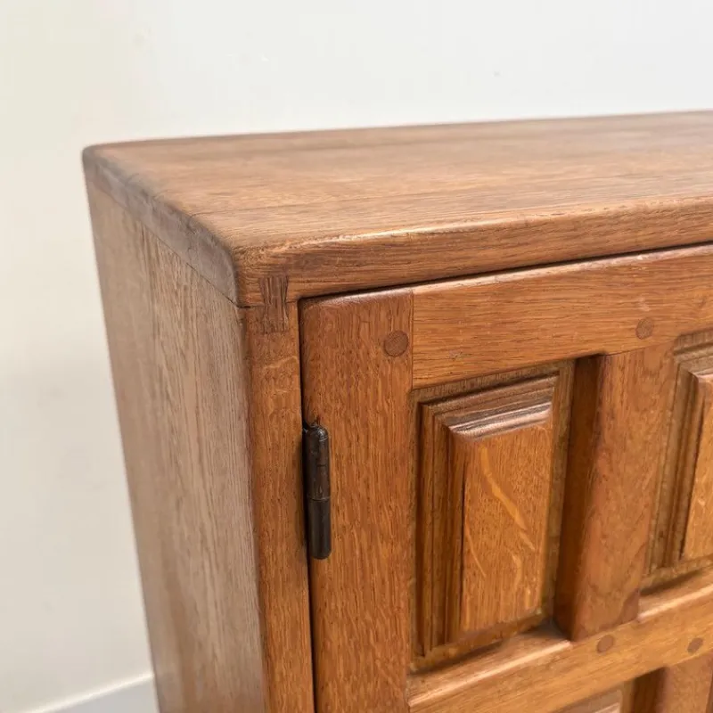 Sale Pamono Brutalist Style Spanish Sideboard in Oak, 1970s