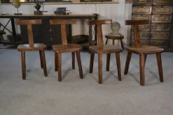 Clearance Pamono Brutalist T Chairs in Elm from Aranjou, 1960s, Set of 4