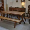 Pamono Brutalist Table Set with Bench, 1960s, Set of 2> Dining Tables & Sets