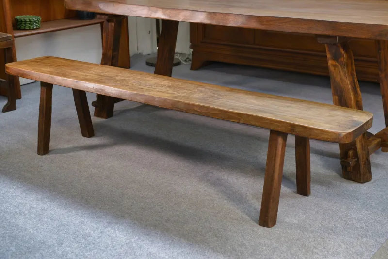 Pamono Brutalist Table Set with Bench, 1960s, Set of 2> Dining Tables & Sets
