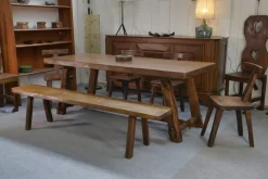 Pamono Brutalist Table Set with Bench, 1960s, Set of 2><noscript><img width=