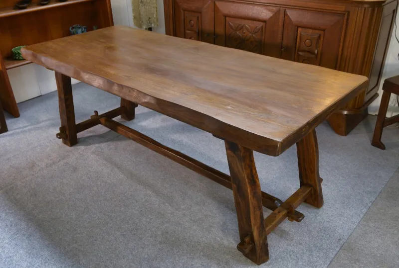 Pamono Brutalist Table Set with Bench, 1960s, Set of 2> Dining Tables & Sets