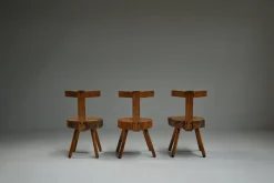 Pamono Brutalist Tree Trunk Chairs, France, 1970s, Set of 6> Side Chairs & Dining Chairs