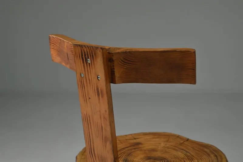 Pamono Brutalist Tree Trunk Chairs, France, 1970s, Set of 6> Side Chairs & Dining Chairs