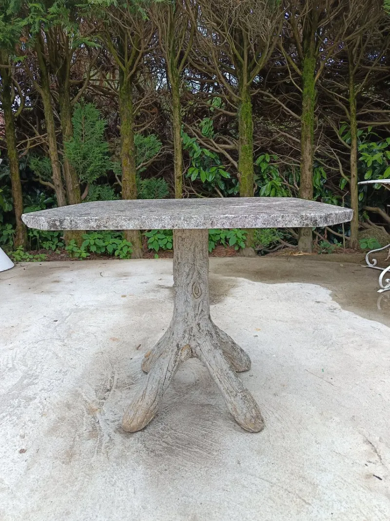 Pamono Brutalist Tree Trunk Concrete Garden Table, 1950s