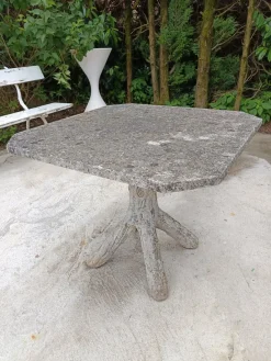 Pamono Brutalist Tree Trunk Concrete Garden Table, 1950s