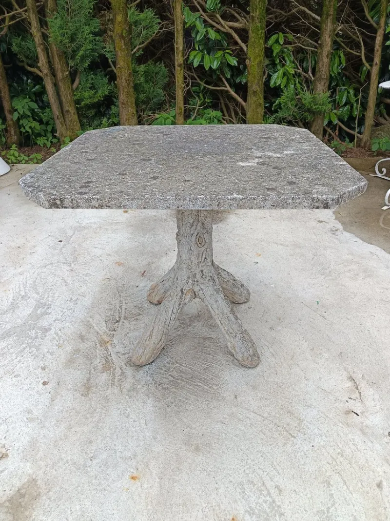 Pamono Brutalist Tree Trunk Concrete Garden Table, 1950s