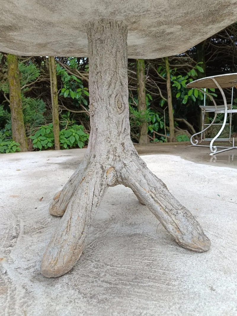Pamono Brutalist Tree Trunk Concrete Garden Table, 1950s