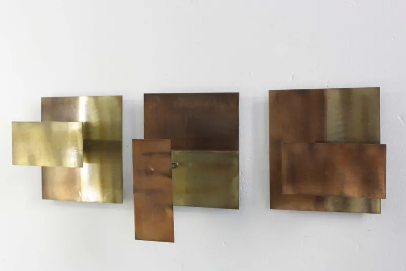 Hot Pamono Brutalist Wall Candleholders in Metal, 1970s, Set of 3