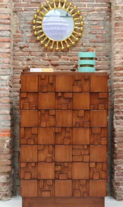 Pamono Brutalist Wooden Chest of Drawers, Italy, 2010s><noscript><img width=