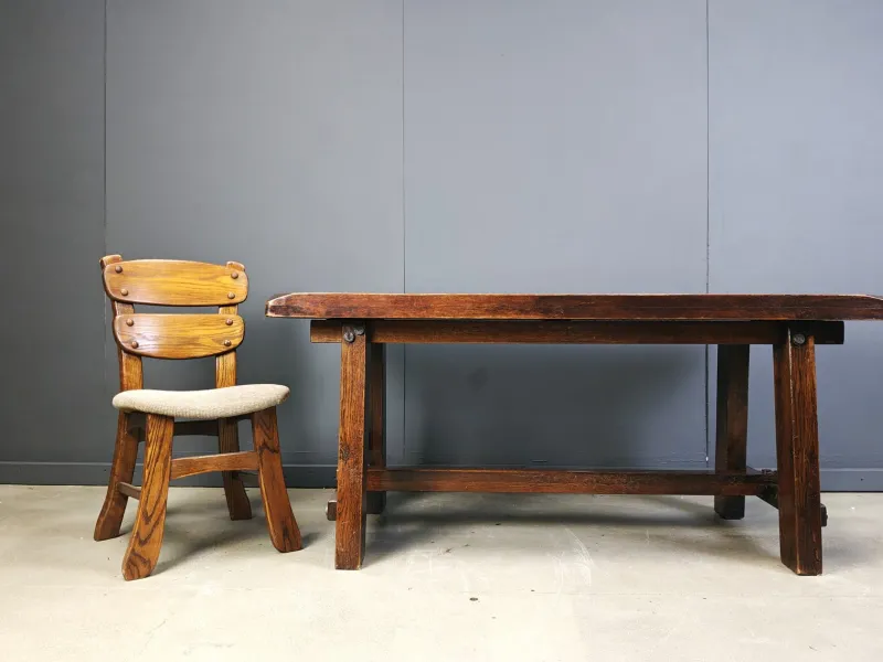 Pamono Brutalist Wooden Dining Table, 1960s> Dining Tables & Sets