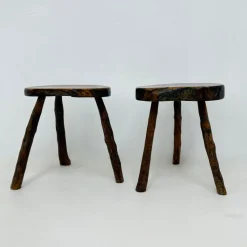Pamono Brutalist Wooden Side Table, 1970s, Set of 2