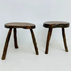 Pamono Brutalist Wooden Side Table, 1970s, Set of 2