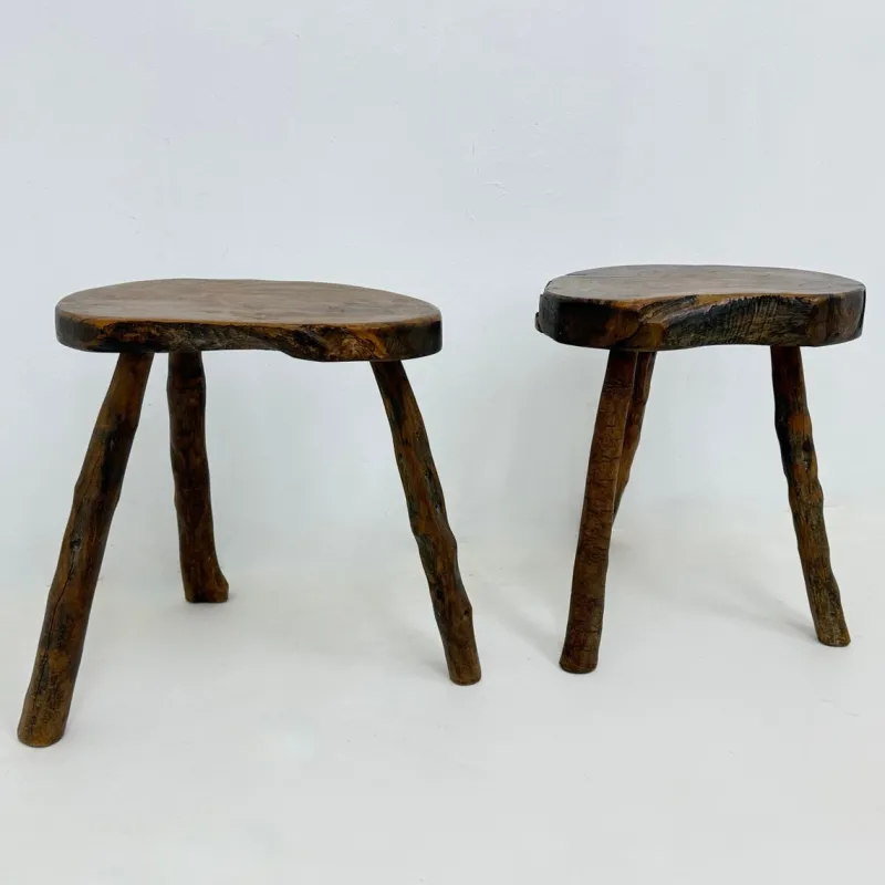 Pamono Brutalist Wooden Side Table, 1970s, Set of 2