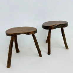 Pamono Brutalist Wooden Side Table, 1970s, Set of 2