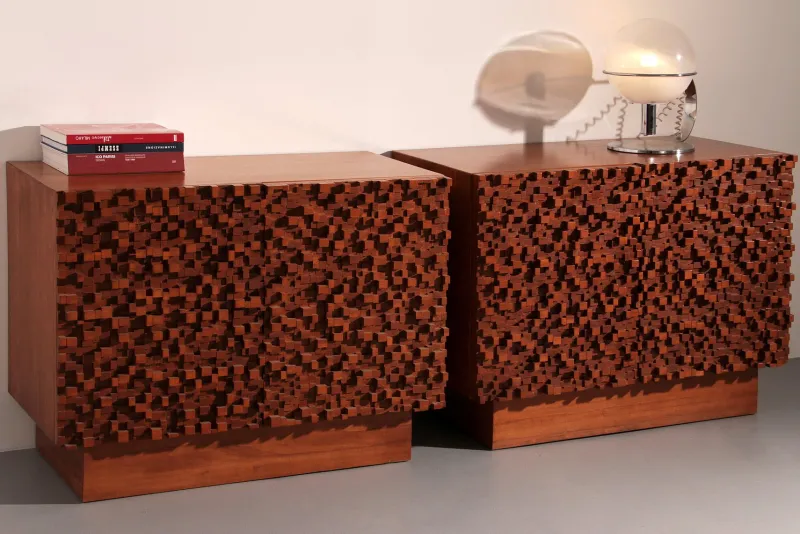Pamono Brutalist Wooden Sideboards, 1960s, Set of 2> Sideboards & Buffets