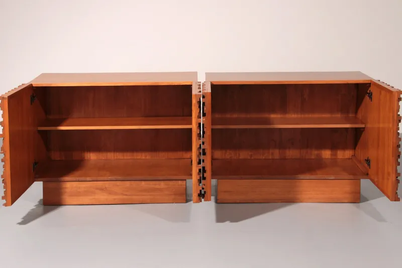Pamono Brutalist Wooden Sideboards, 1960s, Set of 2> Sideboards & Buffets