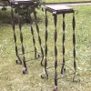Clearance Pamono Brutalist Wrought Iron and Veined Marble Garden Columns, Set of 2