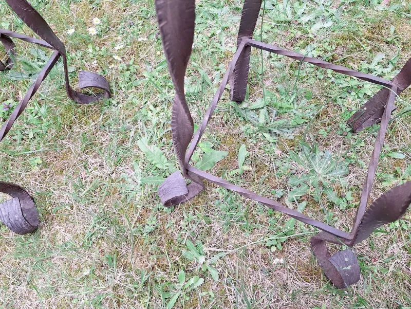 Clearance Pamono Brutalist Wrought Iron and Veined Marble Garden Columns, Set of 2