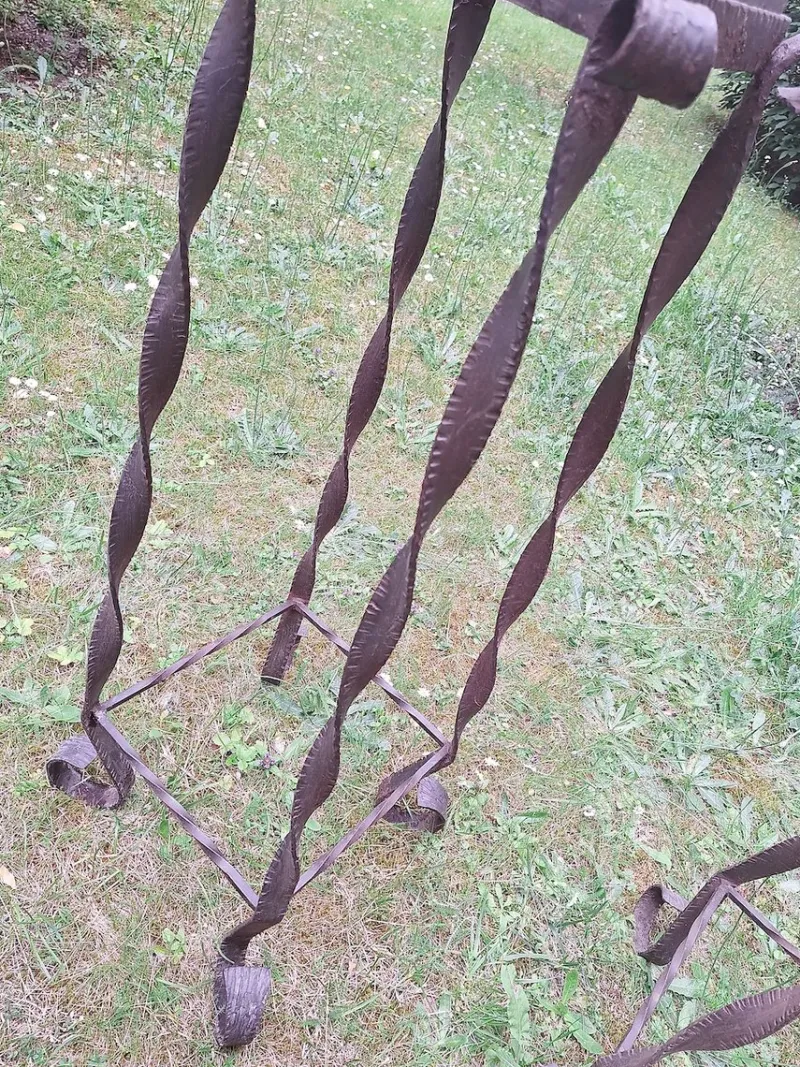 Clearance Pamono Brutalist Wrought Iron and Veined Marble Garden Columns, Set of 2
