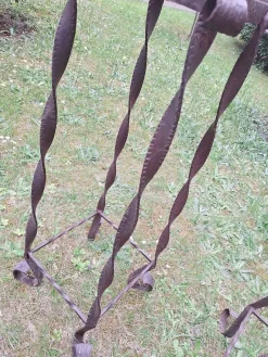 Clearance Pamono Brutalist Wrought Iron and Veined Marble Garden Columns, Set of 2