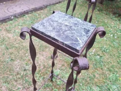 Clearance Pamono Brutalist Wrought Iron and Veined Marble Garden Columns, Set of 2