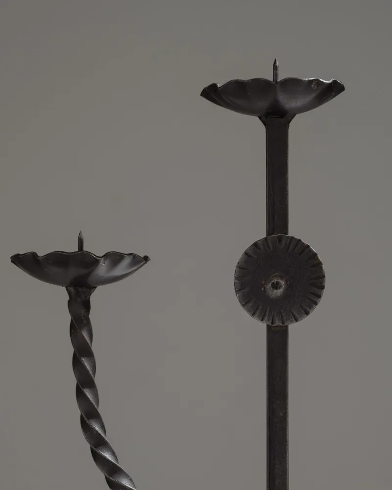 Sale Pamono Brutalist Wrought Iron Candlesticks, 1950s, Set of 2
