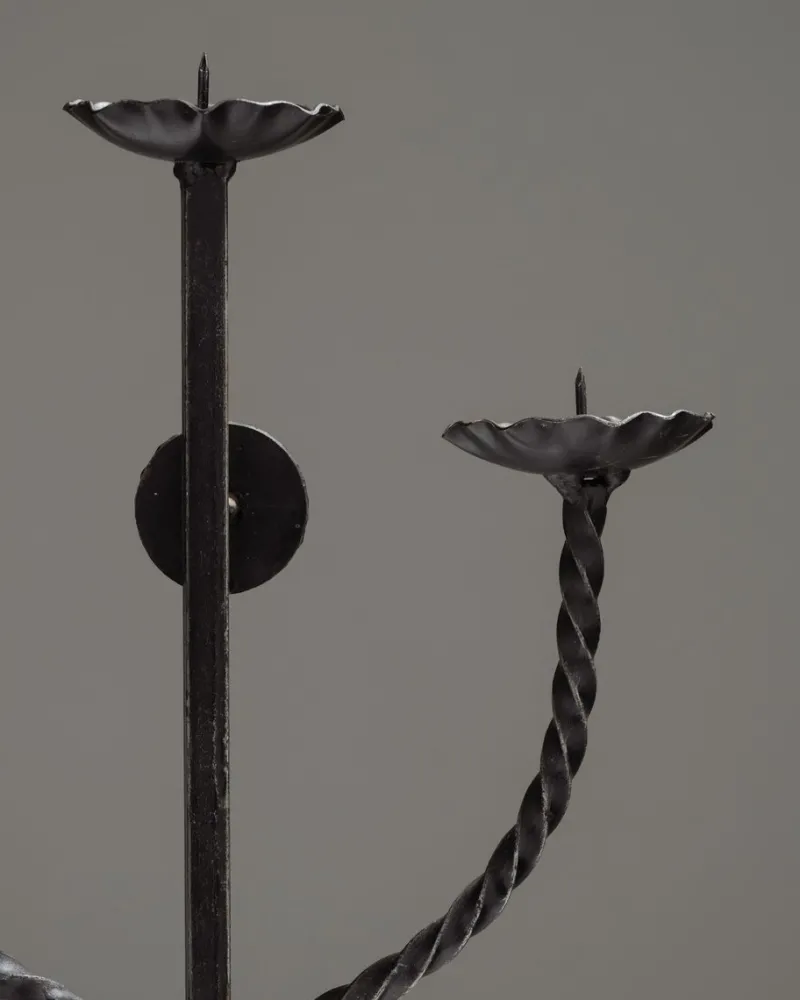 Sale Pamono Brutalist Wrought Iron Candlesticks, 1950s, Set of 2