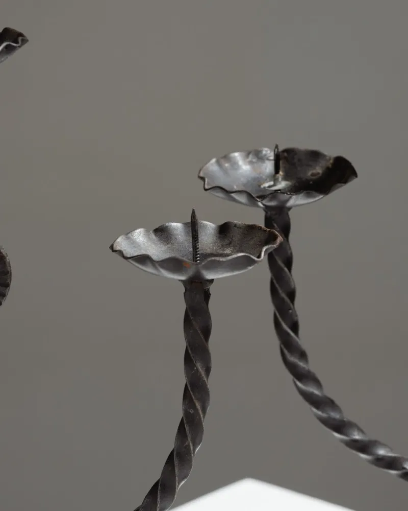 Sale Pamono Brutalist Wrought Iron Candlesticks, 1950s, Set of 2