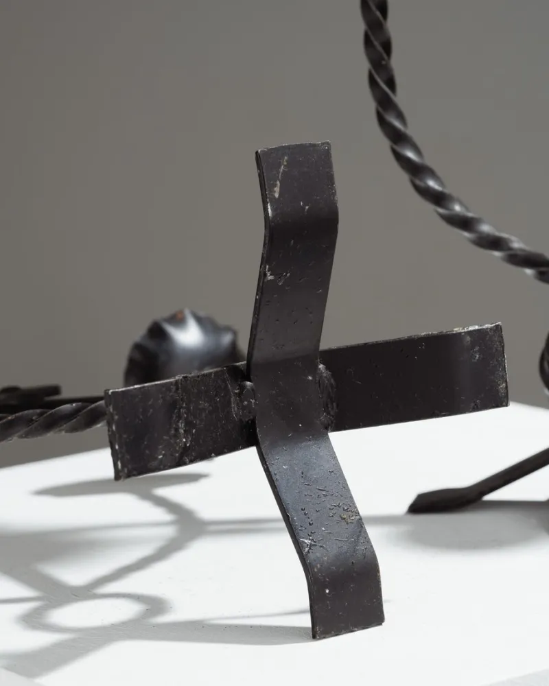 Sale Pamono Brutalist Wrought Iron Candlesticks, 1950s, Set of 2