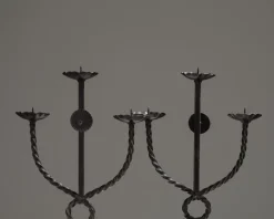 Sale Pamono Brutalist Wrought Iron Candlesticks, 1950s, Set of 2