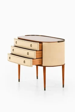 Pamono Bureau in Mahogany and White Artificial Leather attributed to Halvdan Pettersson, 1950s><noscript><img width=
