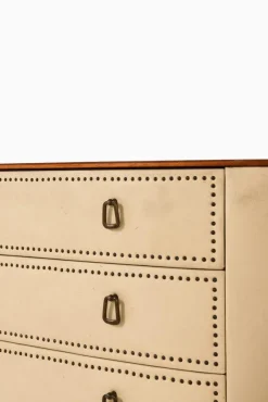 Pamono Bureau in Mahogany and White Artificial Leather attributed to Halvdan Pettersson, 1950s><noscript><img width=