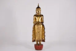 Discount Pamono Burmese Artist, Large Standing Buddha in Pātra-Mudrā, 1800s, Wood