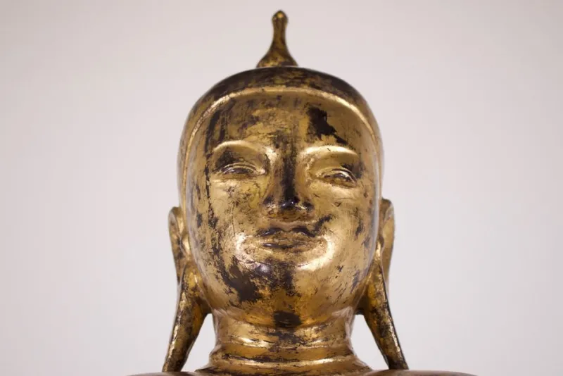 Discount Pamono Burmese Artist, Large Standing Buddha in Pātra-Mudrā, 1800s, Wood
