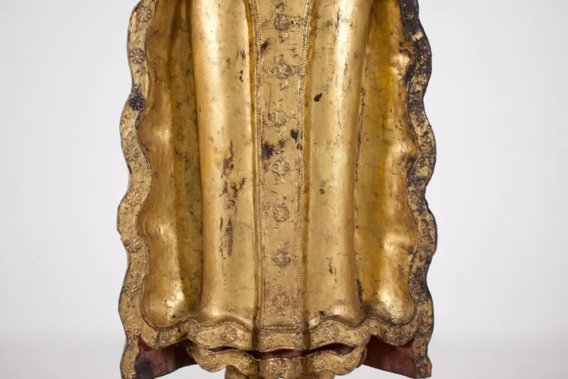Discount Pamono Burmese Artist, Large Standing Buddha in Pātra-Mudrā, 1800s, Wood