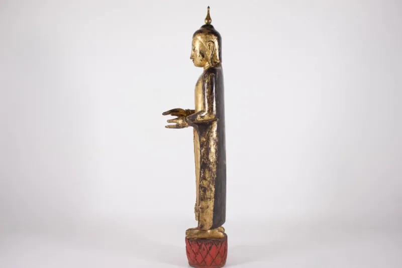 Discount Pamono Burmese Artist, Large Standing Buddha in Pātra-Mudrā, 1800s, Wood
