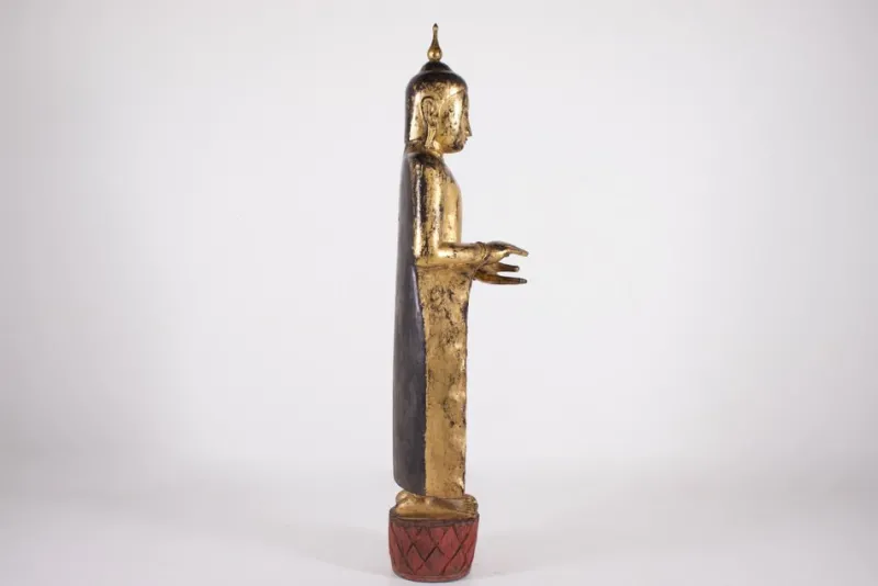 Discount Pamono Burmese Artist, Large Standing Buddha in Pātra-Mudrā, 1800s, Wood