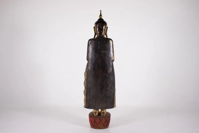 Discount Pamono Burmese Artist, Large Standing Buddha in Pātra-Mudrā, 1800s, Wood