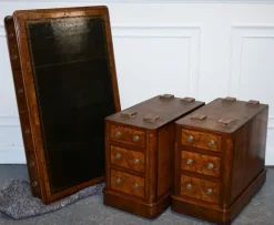 Pamono Burr Walnut Twin Pedestal Desk from Royal Druce & Co., London, United Kingdom, 1840s><noscript><img width=