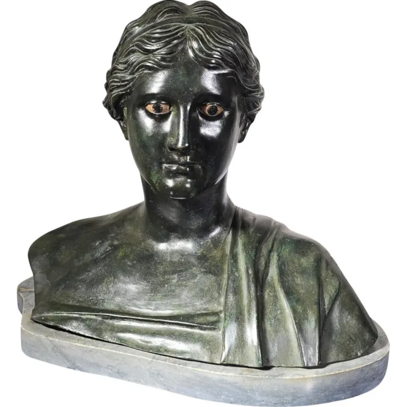 Pamono Bust of the Greek Poetess Sappho, 1860, Bronze> Sculpture