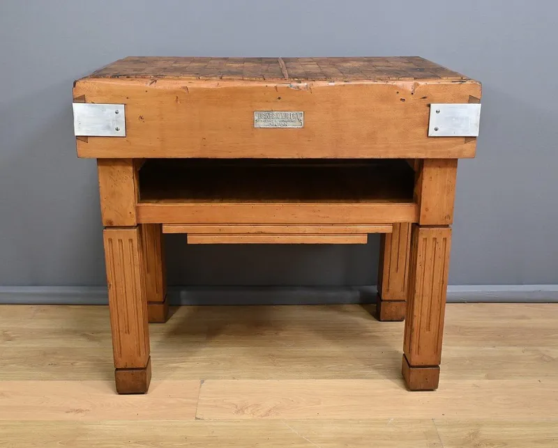 Pamono Butcher's Block in Beech from X. Aubert, 1950s> Worktables & Workbenches