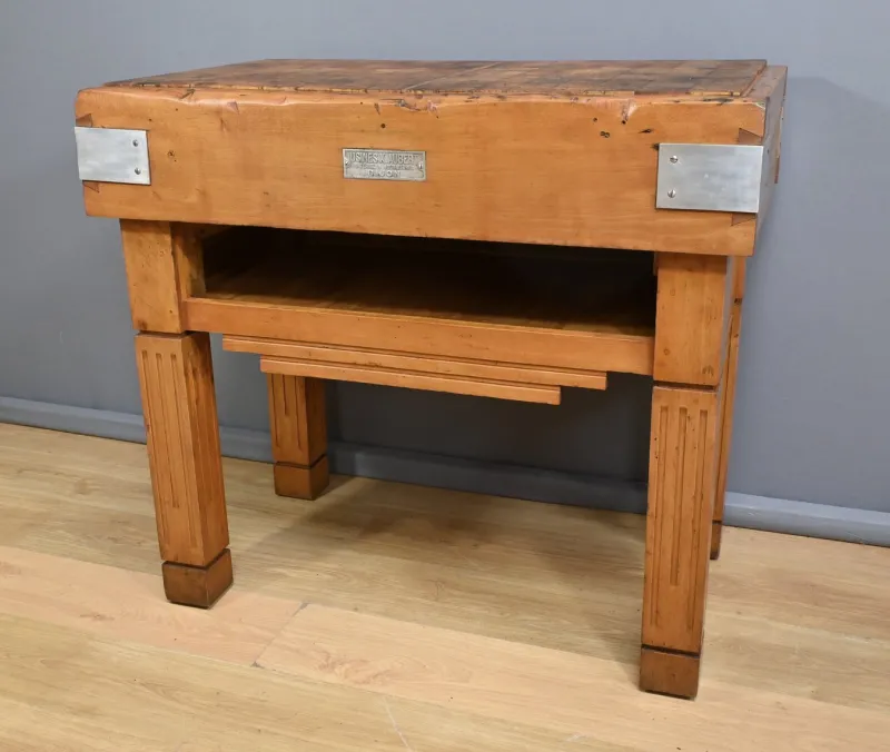Pamono Butcher's Block in Beech from X. Aubert, 1950s> Worktables & Workbenches