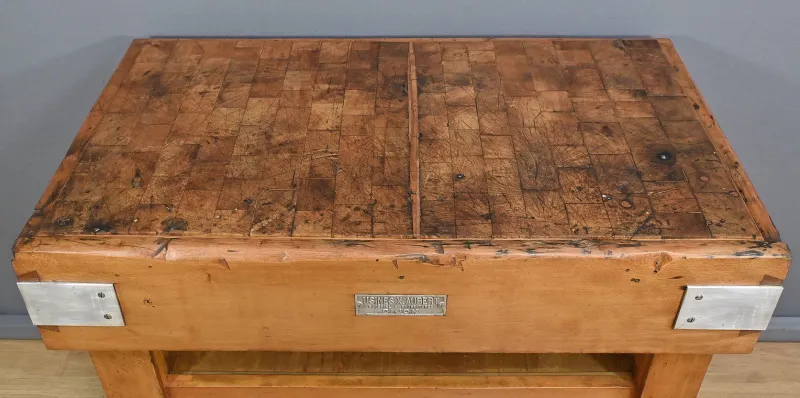 Pamono Butcher's Block in Beech from X. Aubert, 1950s> Worktables & Workbenches