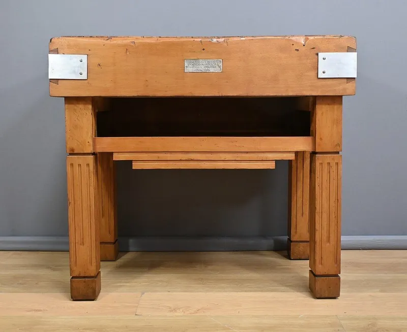 Pamono Butcher's Block in Beech from X. Aubert, 1950s> Worktables & Workbenches