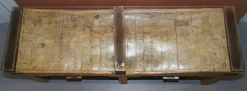 Pamono Butchers Table with Bronze Mounts and Glass Top, 1920s><noscript><img width=