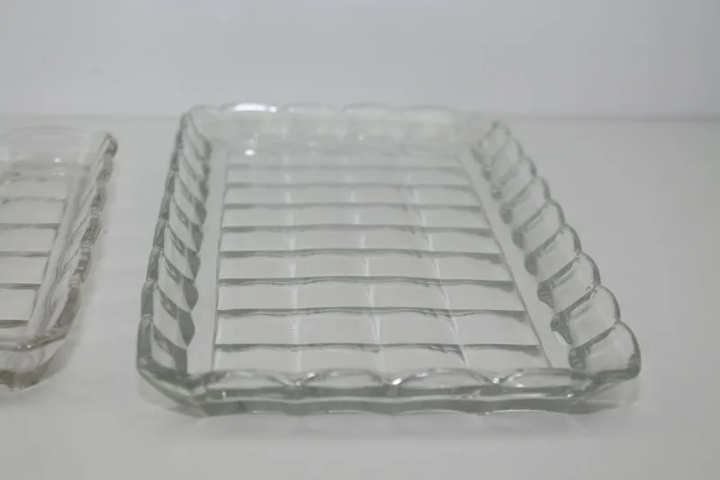 Pamono Butter Dish with 2 Trays by Eduard Wimmer-Wisgrill for Lobmeyr, 1930s, Set of 3> Trays