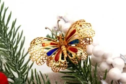 Clearance Pamono Butterfly Gold Brooch with Enameled