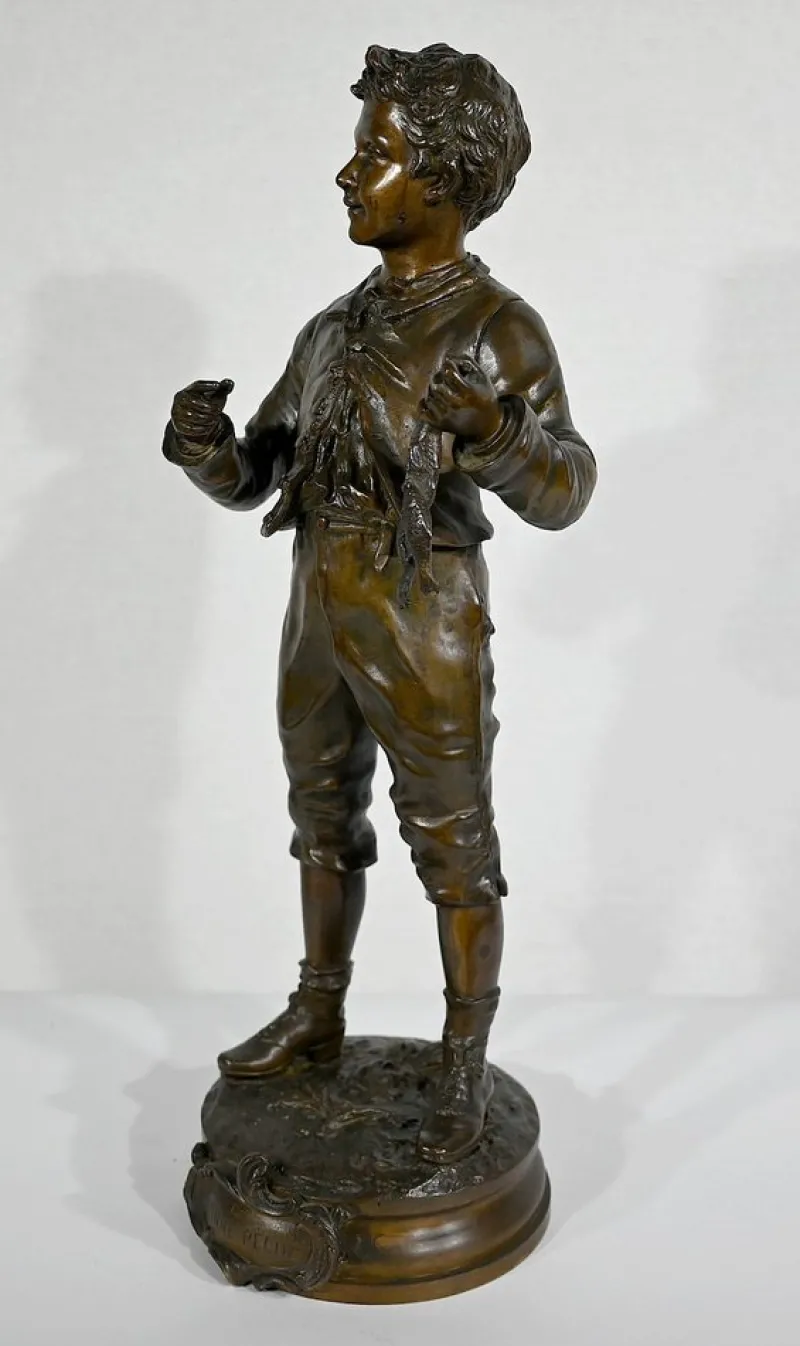 Outlet Pamono C. Anfrie, Bonne Pêche, 19th-Century, Bronze