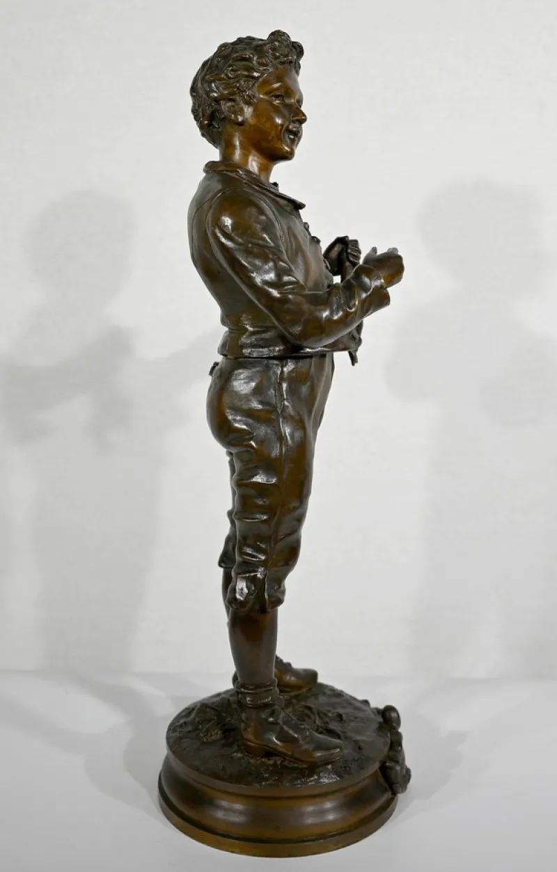 Outlet Pamono C. Anfrie, Bonne Pêche, 19th-Century, Bronze